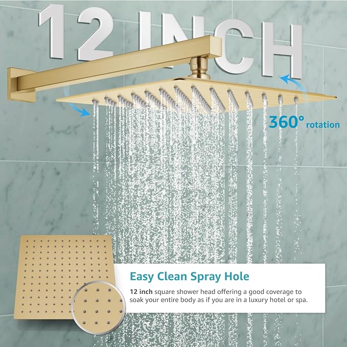 gotonovo Rainfall Bathroom Shower System Rain Shower Head and Handle Set Wall - Image 3