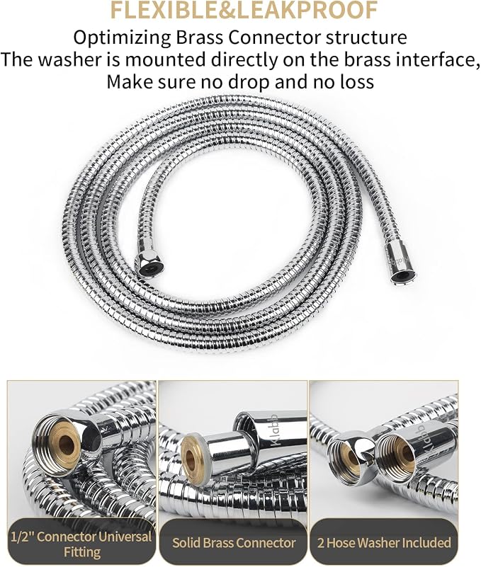 Klabb 118-Inch Extra Long Stainless Steel Shower Hose – Flexible, Anti-Kink - Image 6