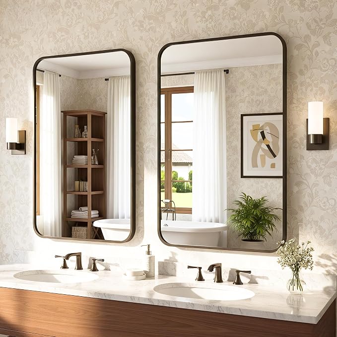 Antok 2-Pack Bathroom Mirrors, Decorative Mirror Vanity Mirror Aluminum Alloy by AntokMirror