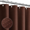 Gibelle Brown Shower Curtain, Waffle Weave Textured Fabric Shower Curtain by Gibelle