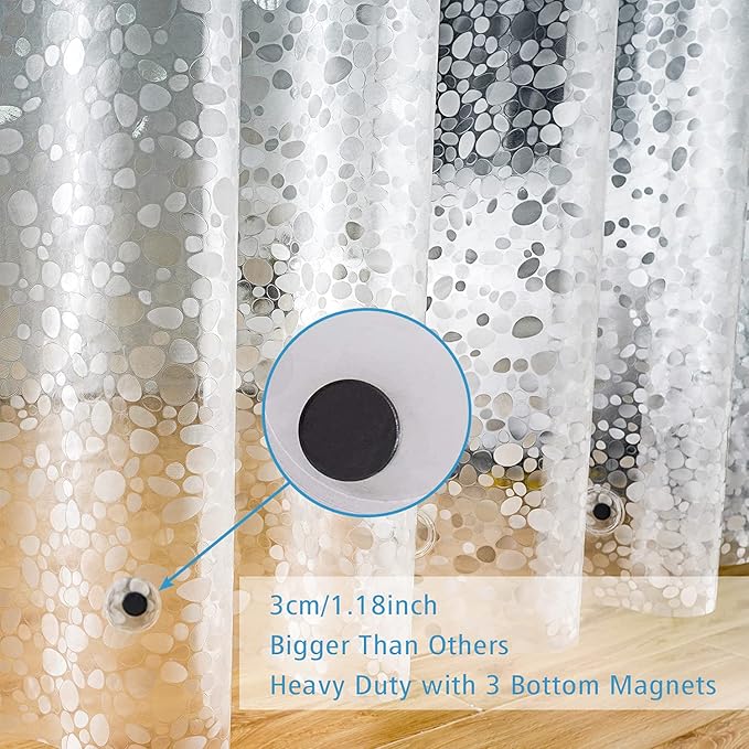 UFRIDAY Clear Shower Curtain Liner 72 x 72 inch, EVA 3D Cobblestone Weighted - Image 4
