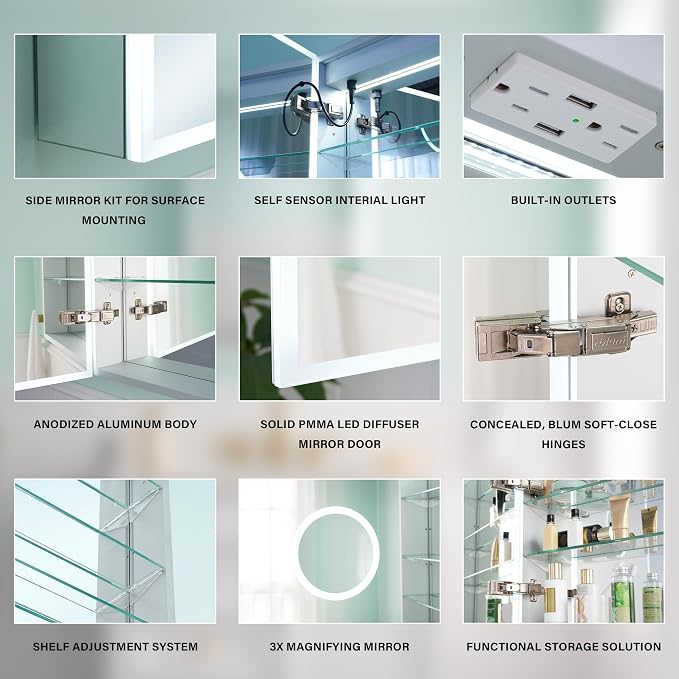WELLFOR 20" X 30" LED Medicine Cabinet - Image 12