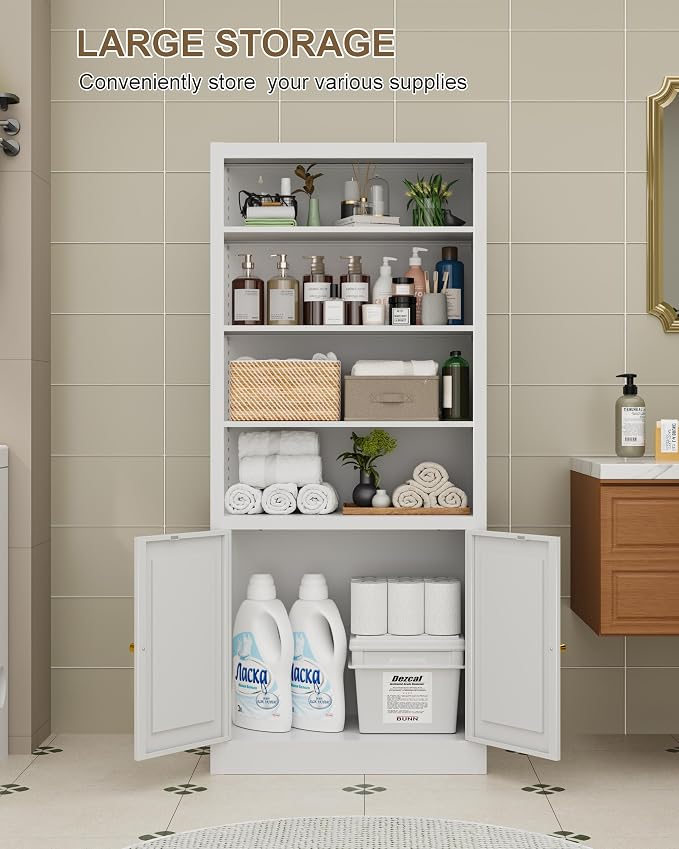 Tall Bathroom Storage Cabinet, Metal Bathroom Cabinets - Image 4