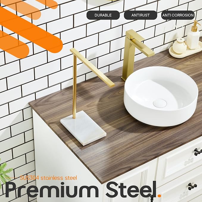 Hand Towel Bar for Bathroom Vanity Countertop 1-Tier Towel Holder Free Stand - Image 3