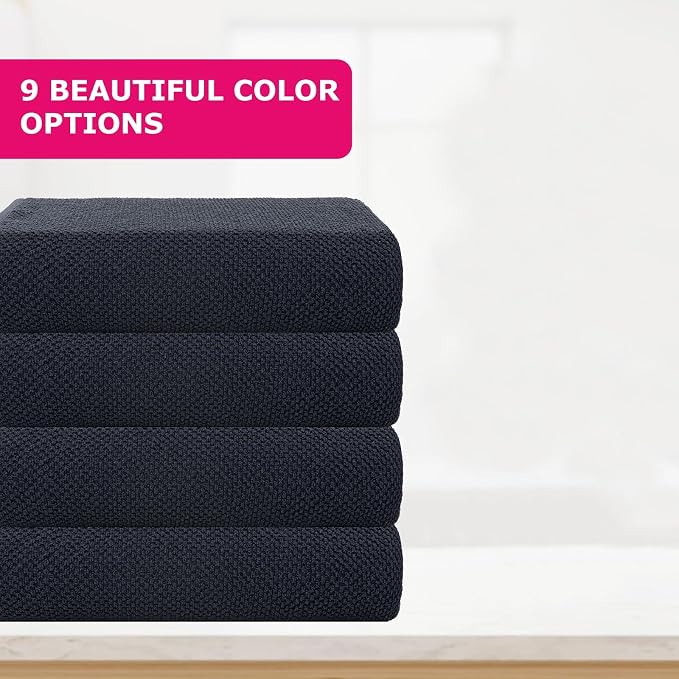 CASA COPENHAGEN Popcorn Textured 4 Pieces Bath Towel Set- Navy Blue, 550 GSM 4 - Image 2