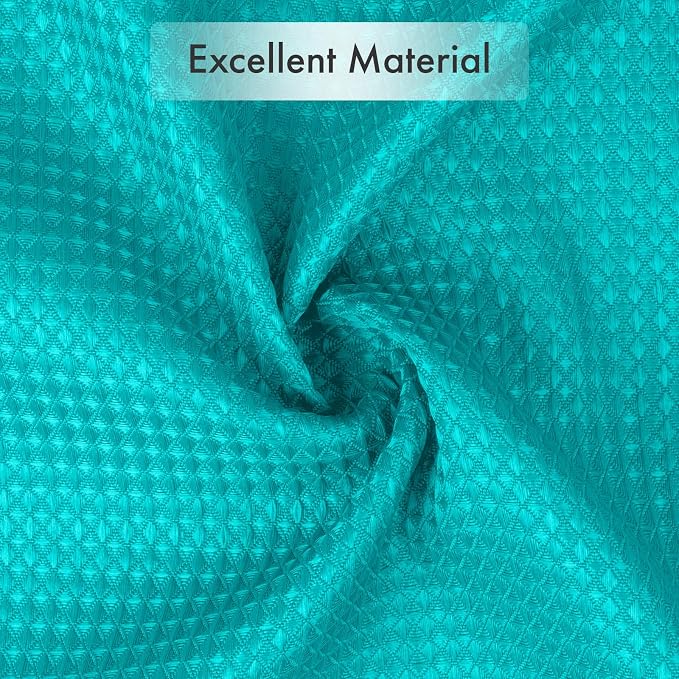 AmazerBath Teal Shower Curtain Waffle Textured, Turquoise Shower Curtains - Image 5