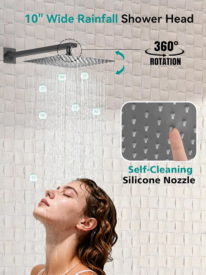 Lefton Shower System in Fahrenheit Display, 10” Overhead Shower Head - Image 3