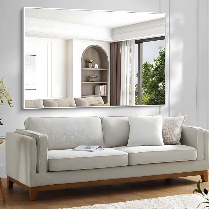 BONEWEI White Bathroom Mirror, 60x40 inch Wall Mirror - Image 8
