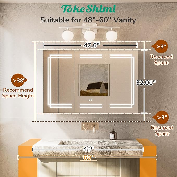 TokeShimi 48 x 32 Lighted Bathroom Medicine Cabinet - Image 3