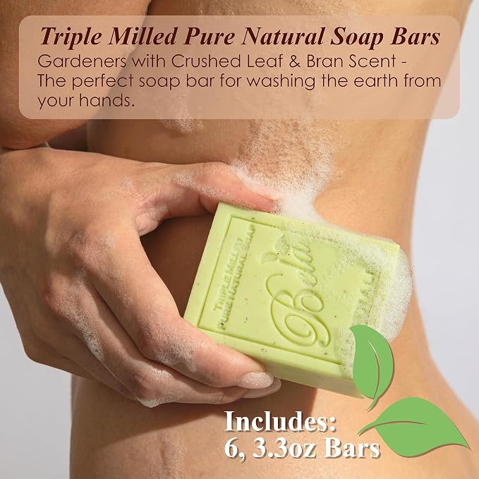 BELA Gardeners with Crushed Leaf and Bran Soap 3.3 OZ Pack of 6, Long Lasting - Image 2