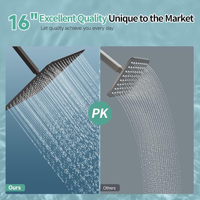 SR SUN RISE Luxury 16 Inch Extra Large Square Stainless Steel Shower Head High - Image 2
