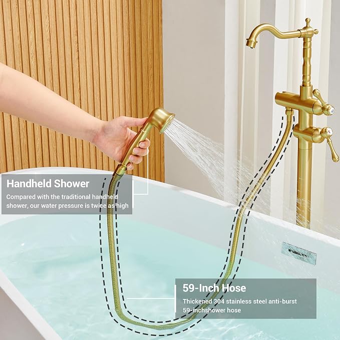 Freestanding Tub Faucet Sets, JetsBath Floor Mount BathTub Filler - Image 5