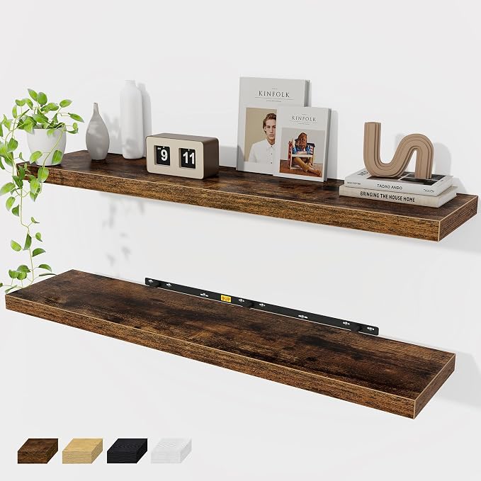 Floating Shelves Wall Shelf 48 Inch, 9.3 Inch Deep Floating Shelf, Farmhouse by FunMemories