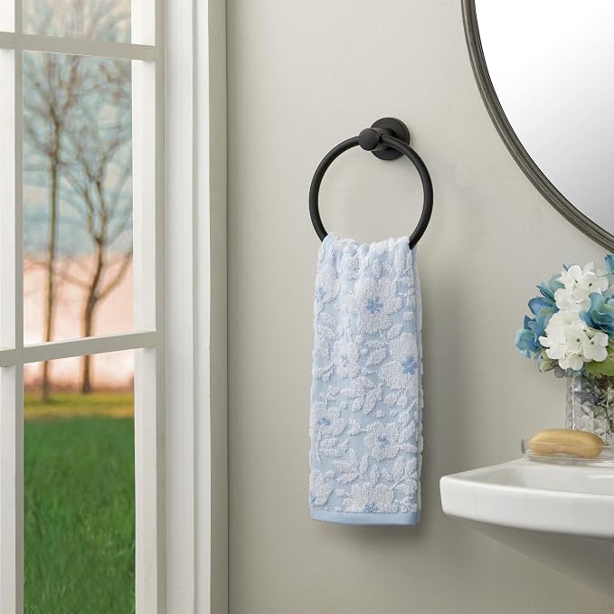SKL Home Floral Jacquard Hand Towel Set, Sky Blue - Image 4