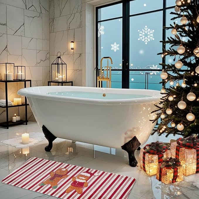Christmas Non-Slip Bathtub Mat, Anti Slip Shower Mat, Fast Drying Bathtub Mats by Hargiis