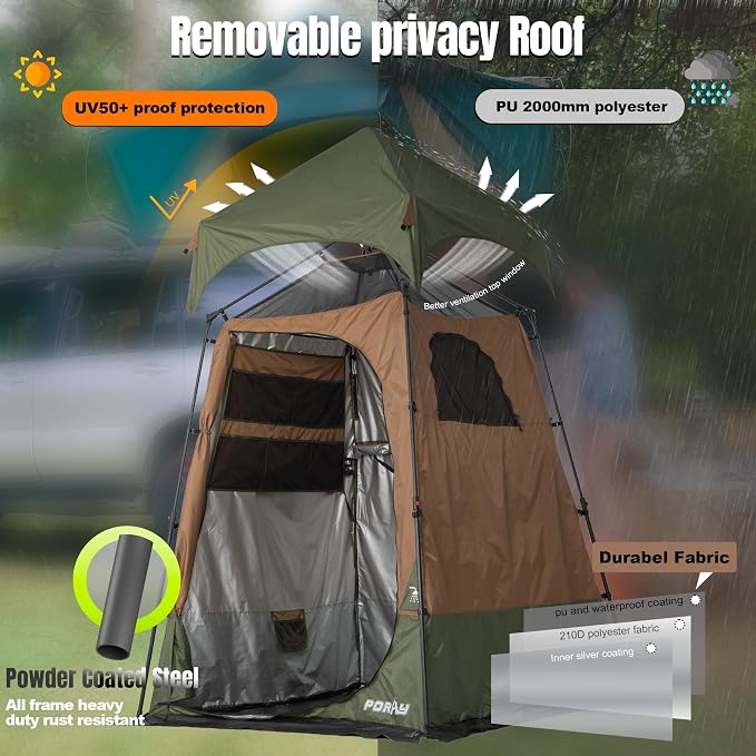 Camping Shower Tent Deluxe Changing Room Easy Set Up Privacy Shelter, Large - Image 4