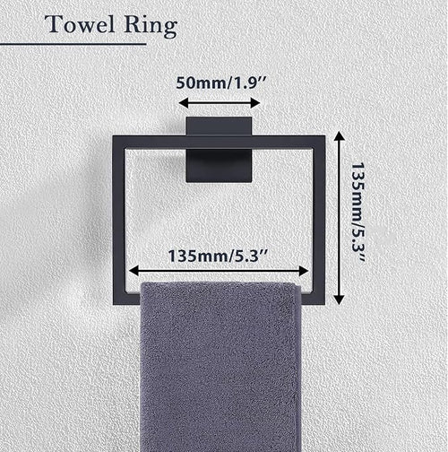 16 in Matte Black Bathroom Accessories Set, Bath Towel Bar Set, Stainless Steel - Image 2
