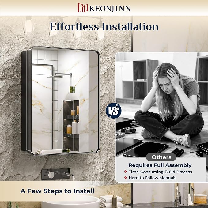 Keonjinn 15 x 36 Inch Black Slim Medicine Cabinets, Narrow Bathroom Medicine - Image 9