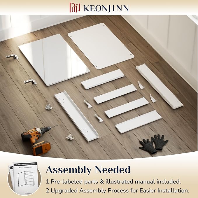 Keonjinn 60 x 32 Inch Medicine Cabinet, Assembly Required, Lightweight - Image 3