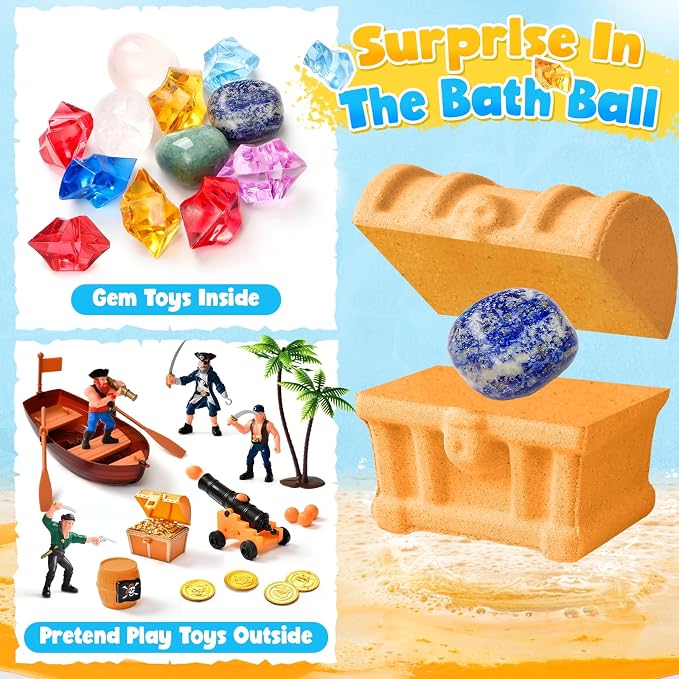 Bath Bombs for Kids with Diving Gem Toys Inside, 12 Pack Treasure Chest Bath - Image 2
