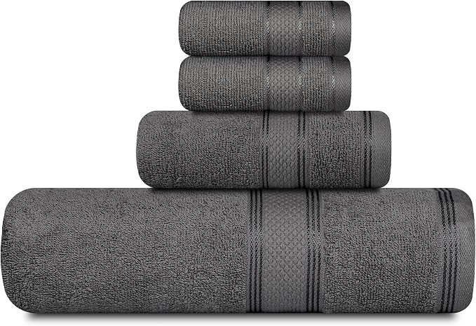 Casa Lino 100% Cotton Bath Towels Set of 4 by CASALINO