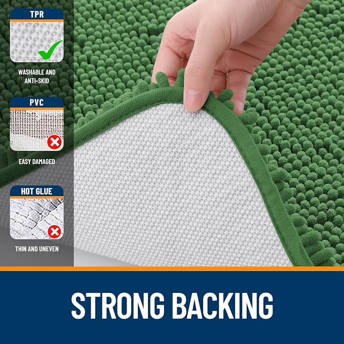 OLANLY Bathroom Rugs 47x20, Extra Soft Absorbent Chenille Bath Rugs, Rubber - Image 6