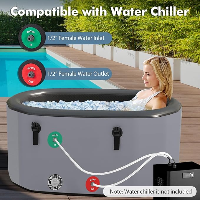 Goplus XL 129 Gal Oval Ice Bath Tub - Image 5