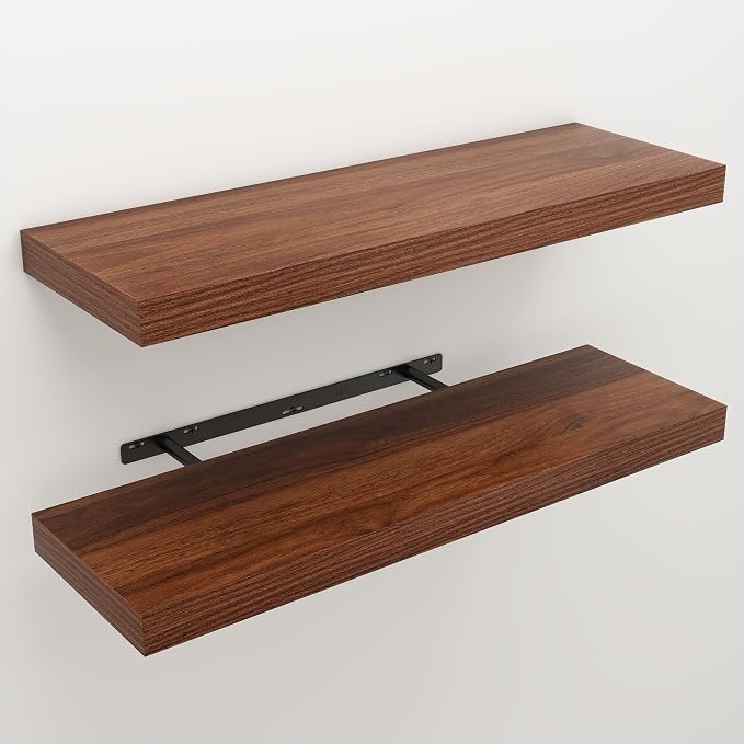 Floating Shelves for Wall, 9.3" Deep Wall Mounted Wood Shelves for Bathroom - Image 3