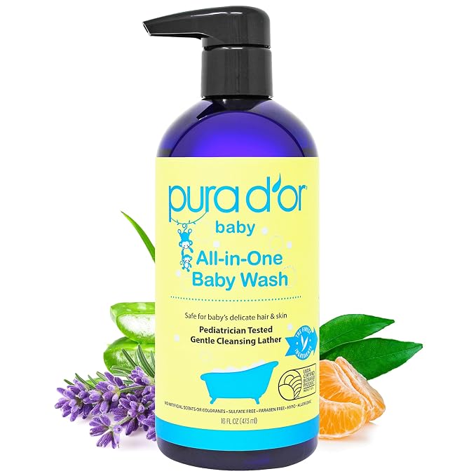 PURA D'OR 16 Oz All-in-One Calming Baby Wash & Shampoo by PURADOR