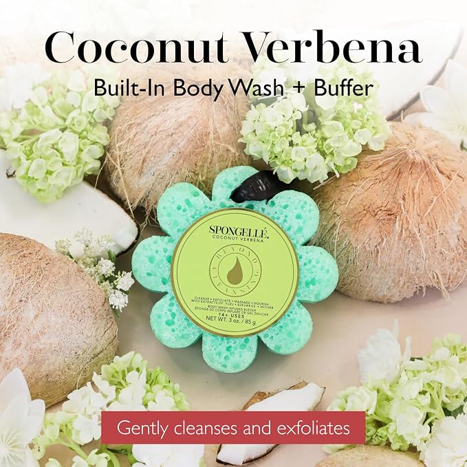 Spongelle Coconut Verbena Wild Flower Buffer Body Scrubber | Bath & Shower - Image 2