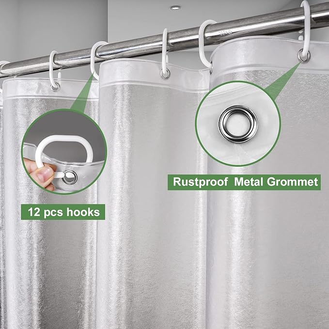 UFRIDAY Shower Curtain Liner, Eva Frosted Weighted Shower Curtain - Image 3