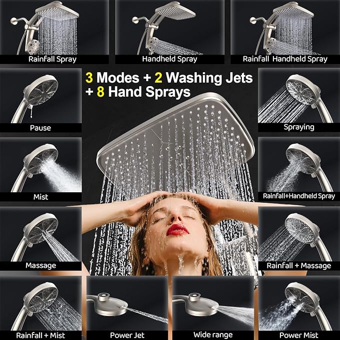 Rain Shower Head with Handheld High Pressure rainfall Shower Heads with - Image 4