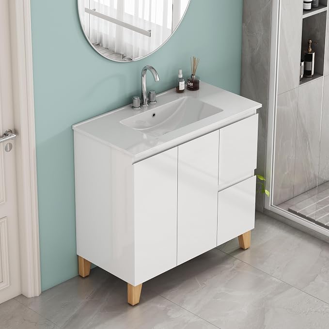 36-Inch Bathroom Vanity with Ceramic Sink Combo, Freestanding Modern Bathroom - Image 4