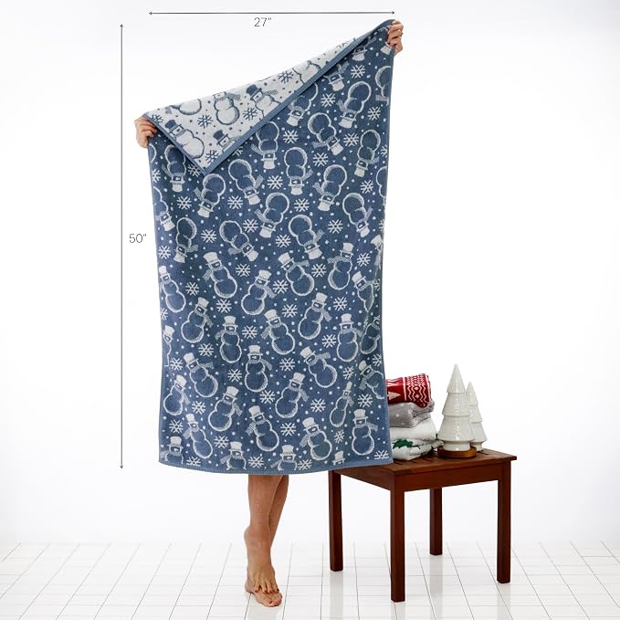 SKL Home Christmas/Winter Top Hat Snowmen Bath Towel - Image 2