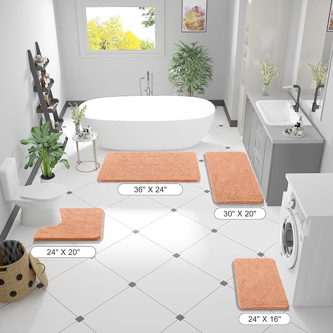 OLANLY Bathroom Rugs 24x16, Extra Soft Absorbent Chenille Bath Rugs, Rubber - Image 8