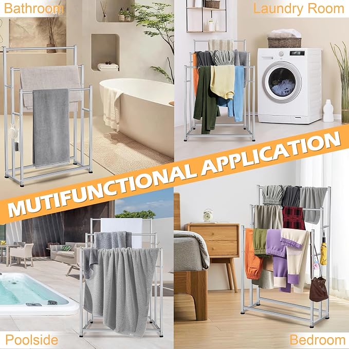 47.6 Inch Tall Free Standing Towel Racks 3 Tier Pool Towel Rack Outdoor - Image 6