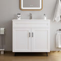 36" Bathroom Vanity with Sink, Freestanding Wooden Bathroom Vanity with 2 Doors by Chyanmoo