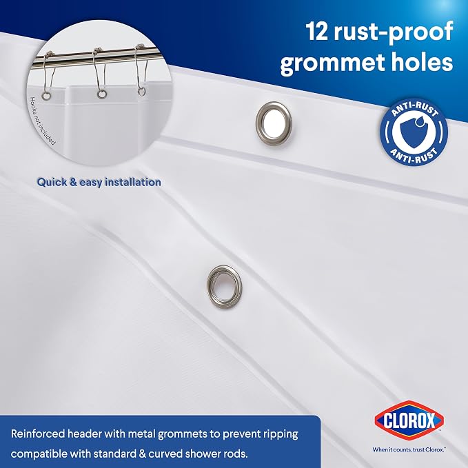 CLOROX Shower Curtain Liner, Premium Lightweight Flexible Waterproof 3g PEVA - Image 7