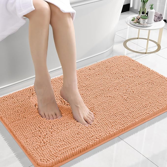 OLANLY Bathroom Rugs 24x16, Extra Soft Absorbent Chenille Bath Rugs, Rubber by OLANLY