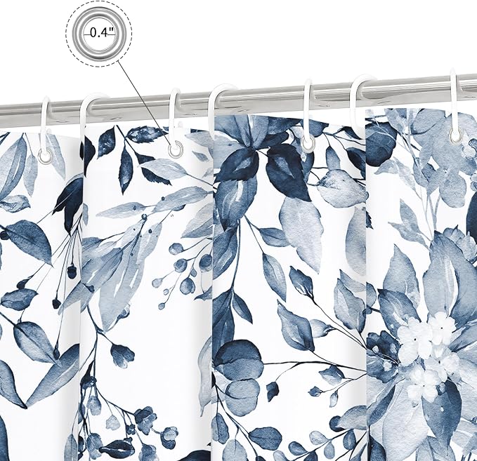 Gibelle Small Stall Shower Curtain 36 x 72, Narrow Navy Blue Floral Shower - Image 4
