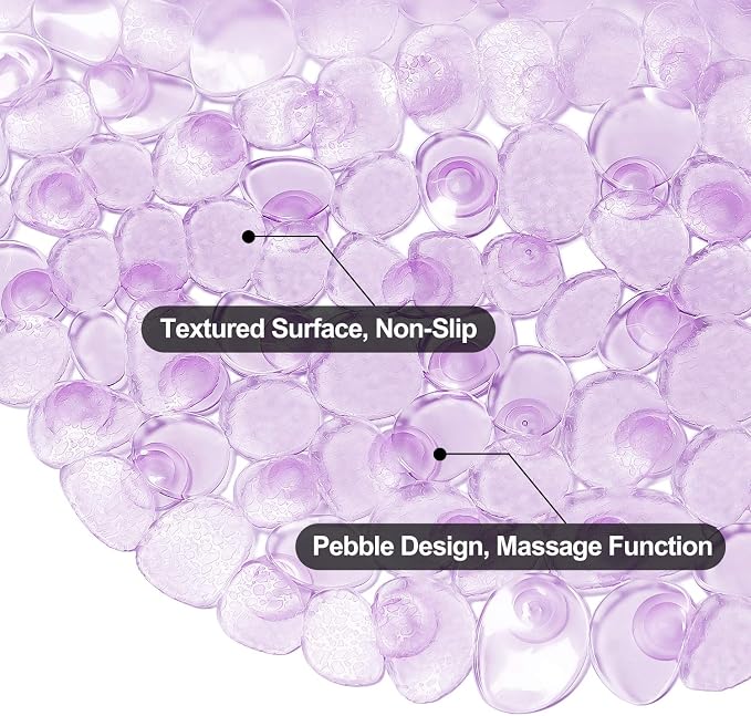 WELTRXE Pebbles Bath Mat Oval Non-Slip Bathtub Mat - Image 3