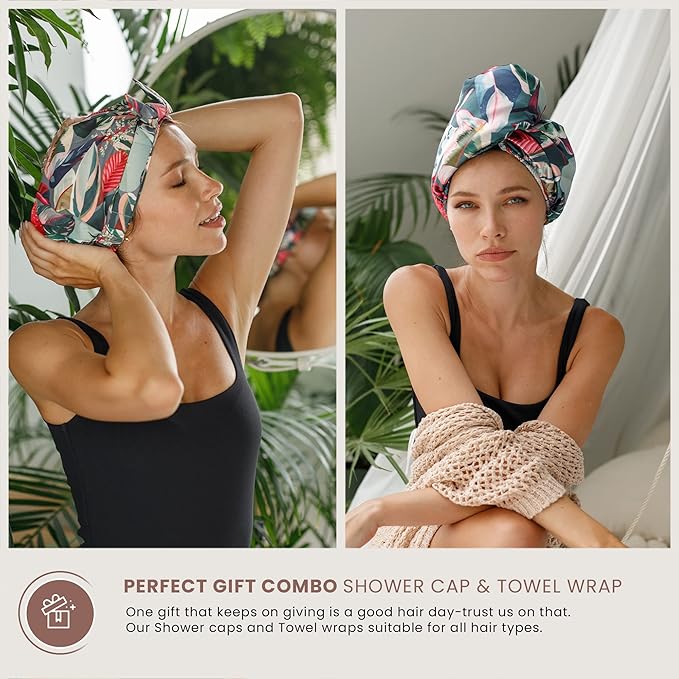 Reusable Shower Cap for Women Reusable Waterproof – Leakproof, Nonslip Hair Cap - Image 4
