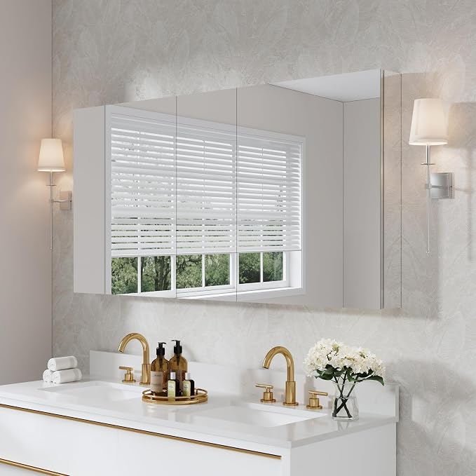 WELLFOR 60" x 30" Rectangle Medicine Cabinet Mirror, Surface Mount or Recessed by WELLFOR