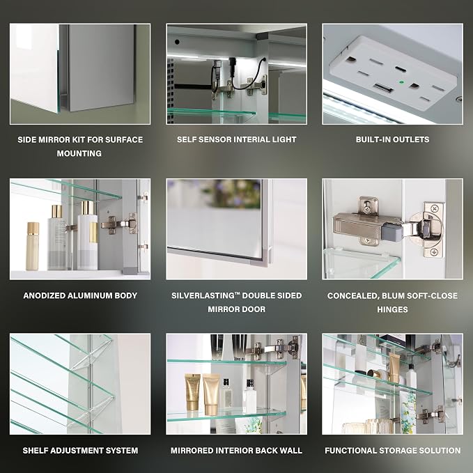 WELLFOR 24" X 30" LED Medicine Cabinet - Image 9