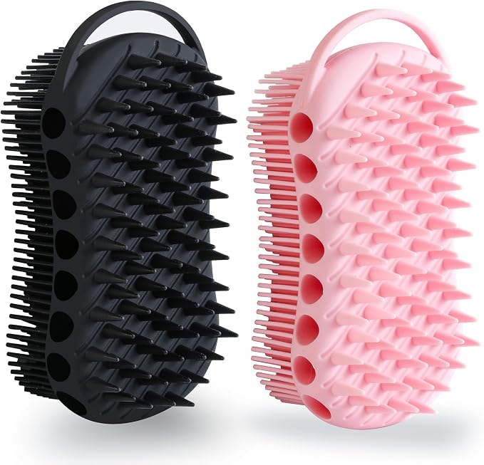 MtBoi 2PC Double-Sided Exfoliating Silicone Body Scrubber, 2-in-1 Bath Scrubber by MtBoi