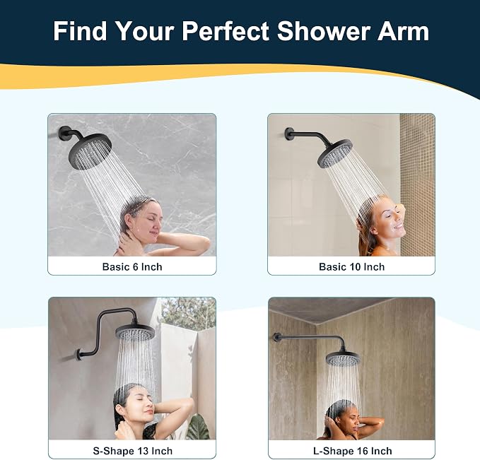 BRIGHT SHOWERS Shower Arm with Flange, Solid Brass 6 Inch Wall Mount Shower - Image 6