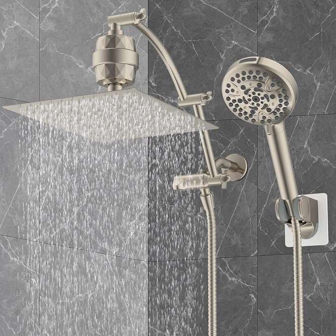 Hibbent All Metal 12'' Filtered Rainfall Shower Head Combo, High Pressure - Image 9