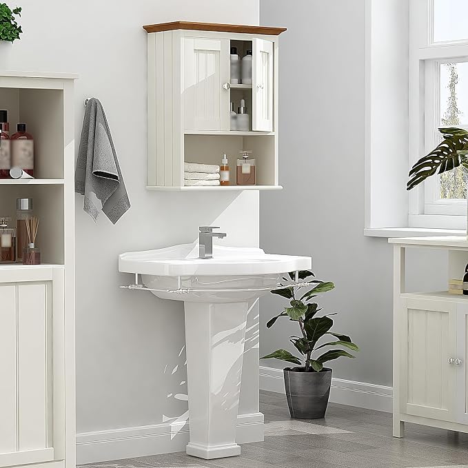 Treocho Wood Wall Cabinet, Bathroom Medicine Cabinet Storage - Image 2
