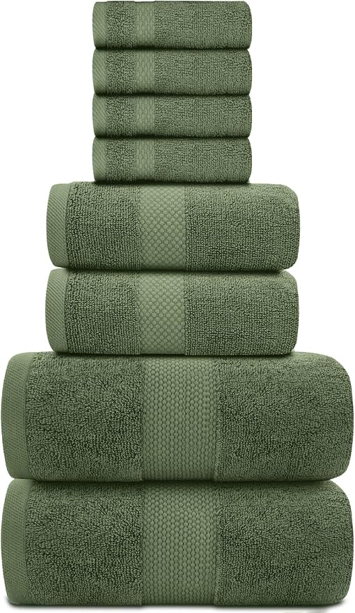 White Classic Luxury Bath Towel Set of 8 Pieces - Image 2