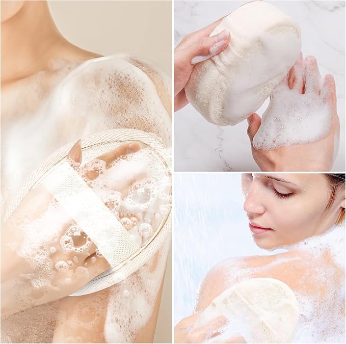 Natural Loofah Sponge, 2 Pack Exfoliating Body Scrubber - Image 7